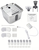 Bebedouro automático portátil e silencioso de 3 litros em aço inoxidável para animais de estimação, com filtro e visor. Ideal para cães e gatos.