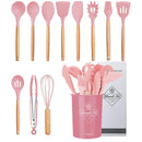 Kit Utensílios Colheres Silicone Madeira 12 Peças