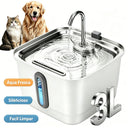Bebedouro automático portátil e silencioso de 3 litros em aço inoxidável para animais de estimação, com filtro e visor. Ideal para cães e gatos.