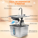 Bebedouro automático portátil e silencioso de 3 litros em aço inoxidável para animais de estimação, com filtro e visor. Ideal para cães e gatos.
