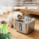 Bebedouro automático portátil e silencioso de 3 litros em aço inoxidável para animais de estimação, com filtro e visor. Ideal para cães e gatos.