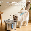 Bebedouro automático portátil e silencioso de 3 litros em aço inoxidável para animais de estimação, com filtro e visor. Ideal para cães e gatos.