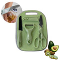 Conjunto de 4 peças: Facas, Tesouras, Descascador, Tábua de Cozinha em Aço Inoxidável Colorido