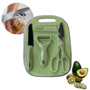 Conjunto de 4 peças: Facas, Tesouras, Descascador, Tábua de Cozinha em Aço Inoxidável Colorido