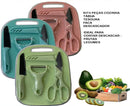 Conjunto de 4 peças: Facas, Tesouras, Descascador, Tábua de Cozinha em Aço Inoxidável Colorido