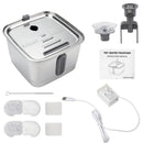 Bebedouro automático portátil e silencioso de 3 litros em aço inoxidável para animais de estimação, com filtro e visor. Ideal para cães e gatos.