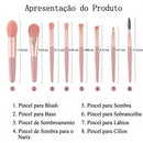 Conjunto multifuncional de 8 pincéis de maquiagem macios e fofinhos, ideais para base, blush, pó, sombra, esfumar com pincel kabuki. Ferramenta de beleza para uso diário.