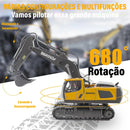 Retroescavadeira elétrica Brastoy amarela premiumcom 9 funções e controle remoto