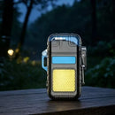 Isqueiro eletrônico portátil recarregável via USB com LED, seguro, anti-queimaduras, leve e prático para viagens.