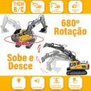 Retroescavadeira elétrica Brastoy amarela premiumcom 9 funções e controle remoto