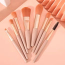 Conjunto multifuncional de 8 pincéis de maquiagem macios e fofinhos, ideais para base, blush, pó, sombra, esfumar com pincel kabuki. Ferramenta de beleza para uso diário.