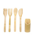 Kit 4 Utensílios de Bambu para Cozinha com Suporte
